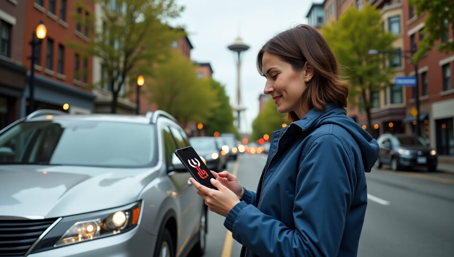 Mobile mechanic arriving at Seattle home for car repair appointment